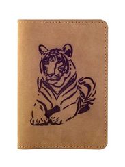 Обложка Тигр светло-коричневая из натурального нубука
