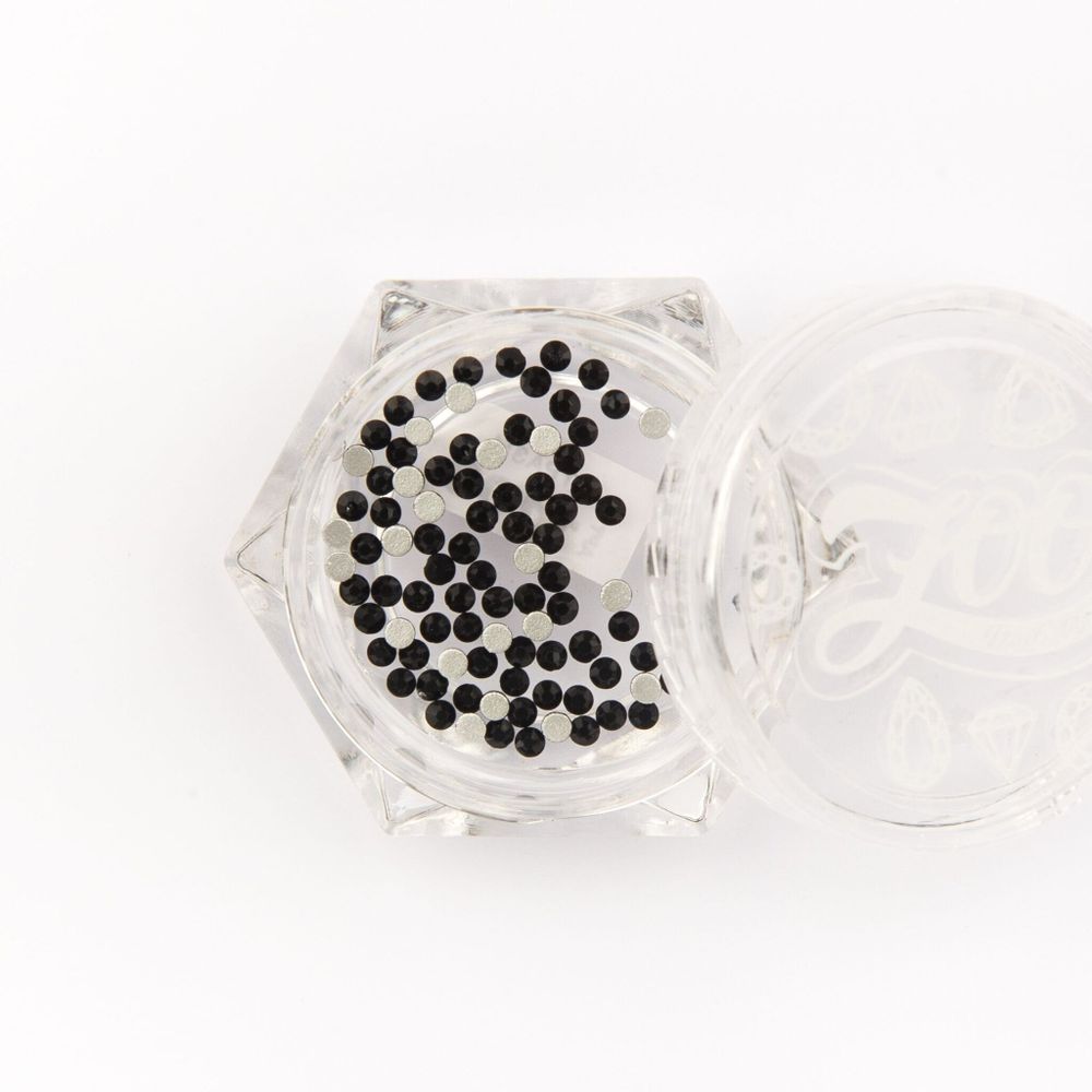 Zoo nail Стразы стеклянные черные JetBlack SS4 (1,5мм), 100шт