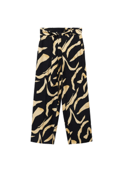 Прямые брюки с принтом и ремнем