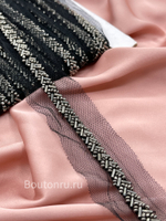 Тесьма на сетке стеклярус бисер графит 0,75 см