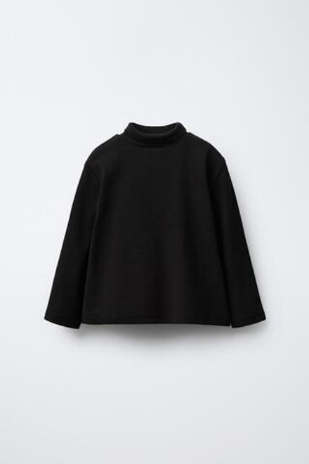 ZARA ТОП С ВОРОТНИКОМ-СТОЙКОЙ, ЧЕРНЫЙ