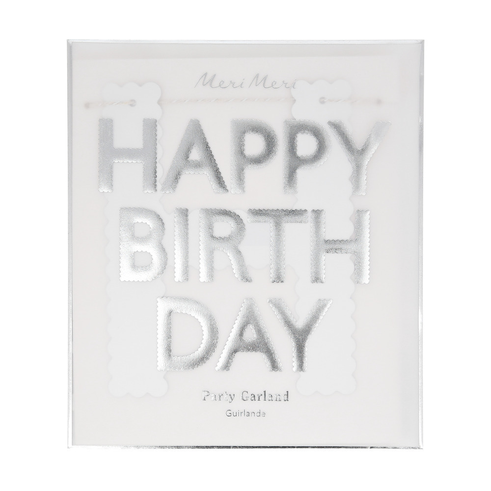 Гирлянда серебряная "Happy Birthday" 1.8 м