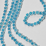 Стеклянные бусины в форме голубых цветочков, 7-8мм
