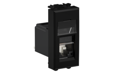 Компьютерная розетка RJ-45 модульная, кат.6А, "Avanti", "Черный матовый", 1 модуль