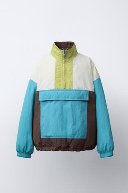 ZARA ДОЖДЕВИК-КЕНГУРУ КОЛОРБЛОК, СИНИЙ