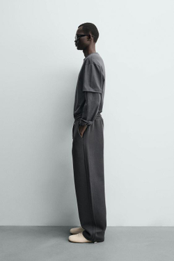 ZARA ДЖОГГЕРЫ INTERLOCK RELAXED FIT, ТЕМНО-СЕРЫЙ