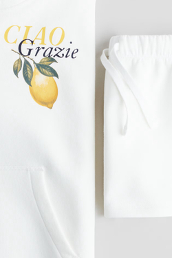 H&M Комплект из толстовки и шортов, белый