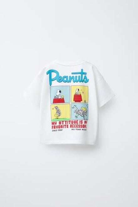 ZARA ФУТБОЛКА С ПРИНТОМ SNOOPY PEANUTS™, БЕЛЫЙ