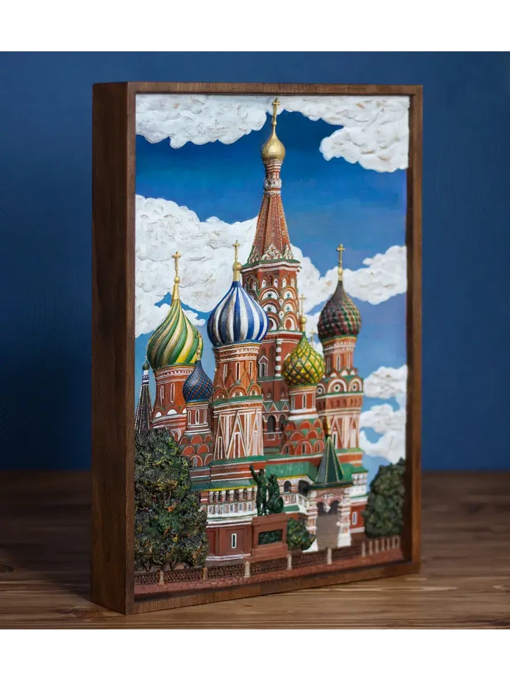 Картина деревянная "Храм Василия Блаженного" 41х30х4,5 см