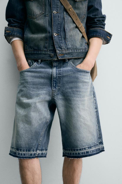 ZARA ДЖИНСОВЫЕ ШОРТЫ RELAXED FIT, СИНИЙ
