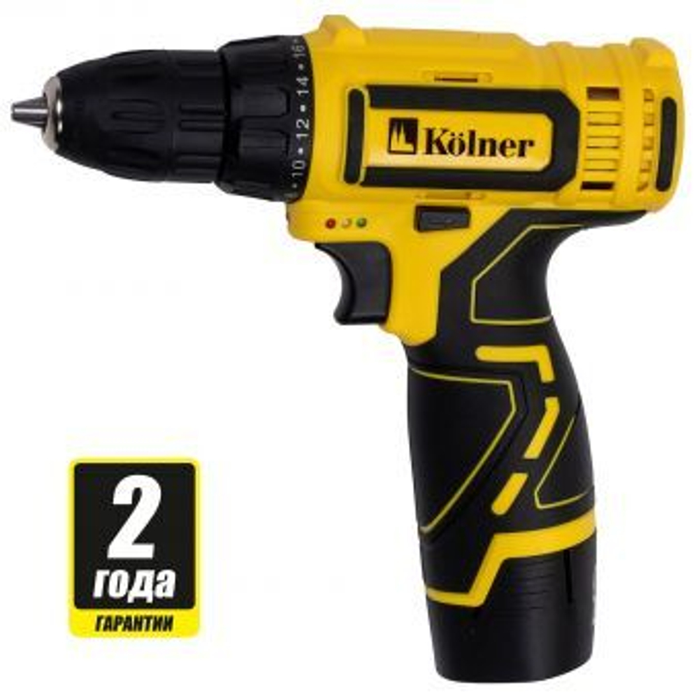 Kolner KCD Дрель-шуруповерт 12L 12В 0-550 об/мин 17Нм аккумулятор 1,5 Ач(Li-on)