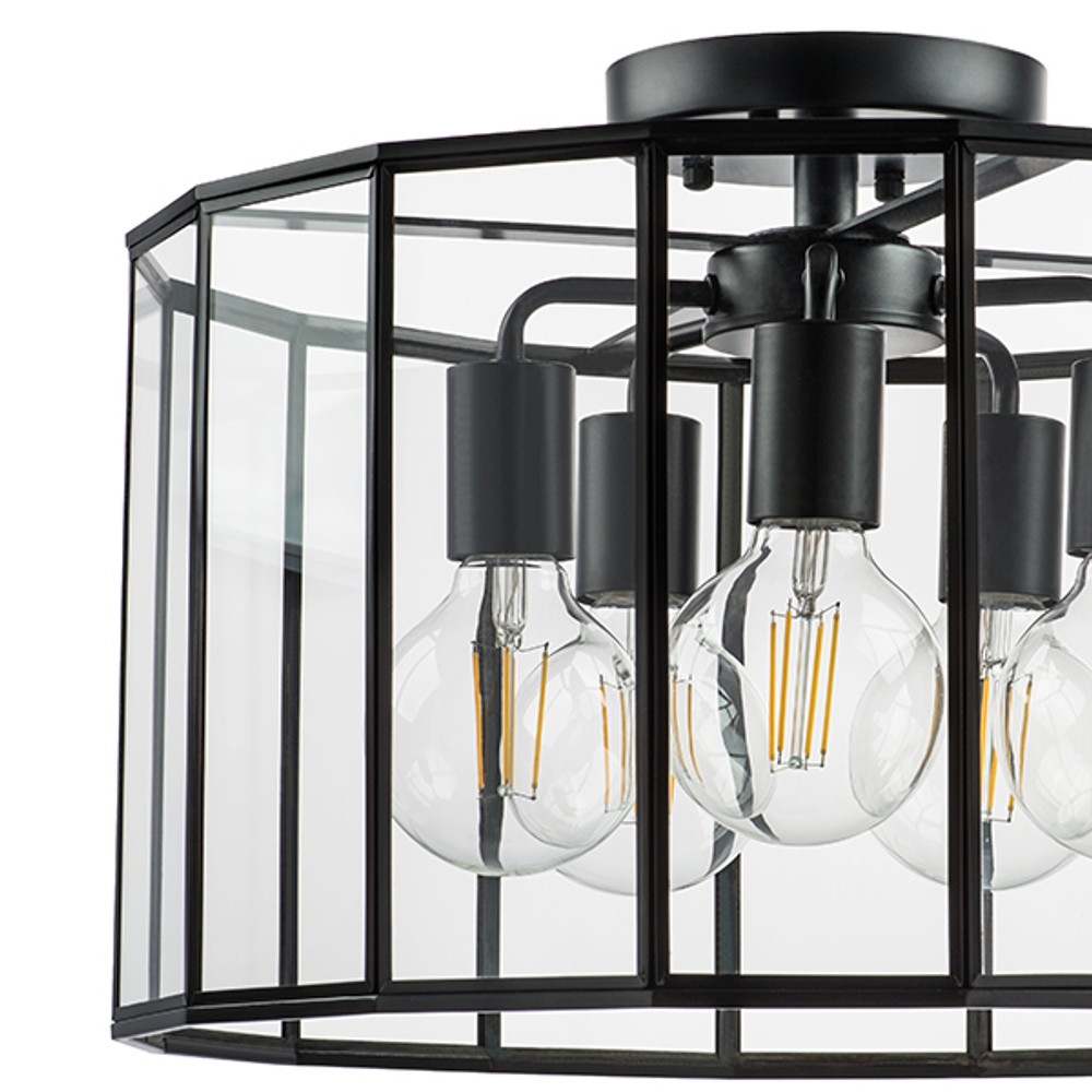 798257 Люстра GENNI 5х40W E27 ЧЕРНЫЙ МАТОВЫЙ/ПРОЗРАЧНЫЙ