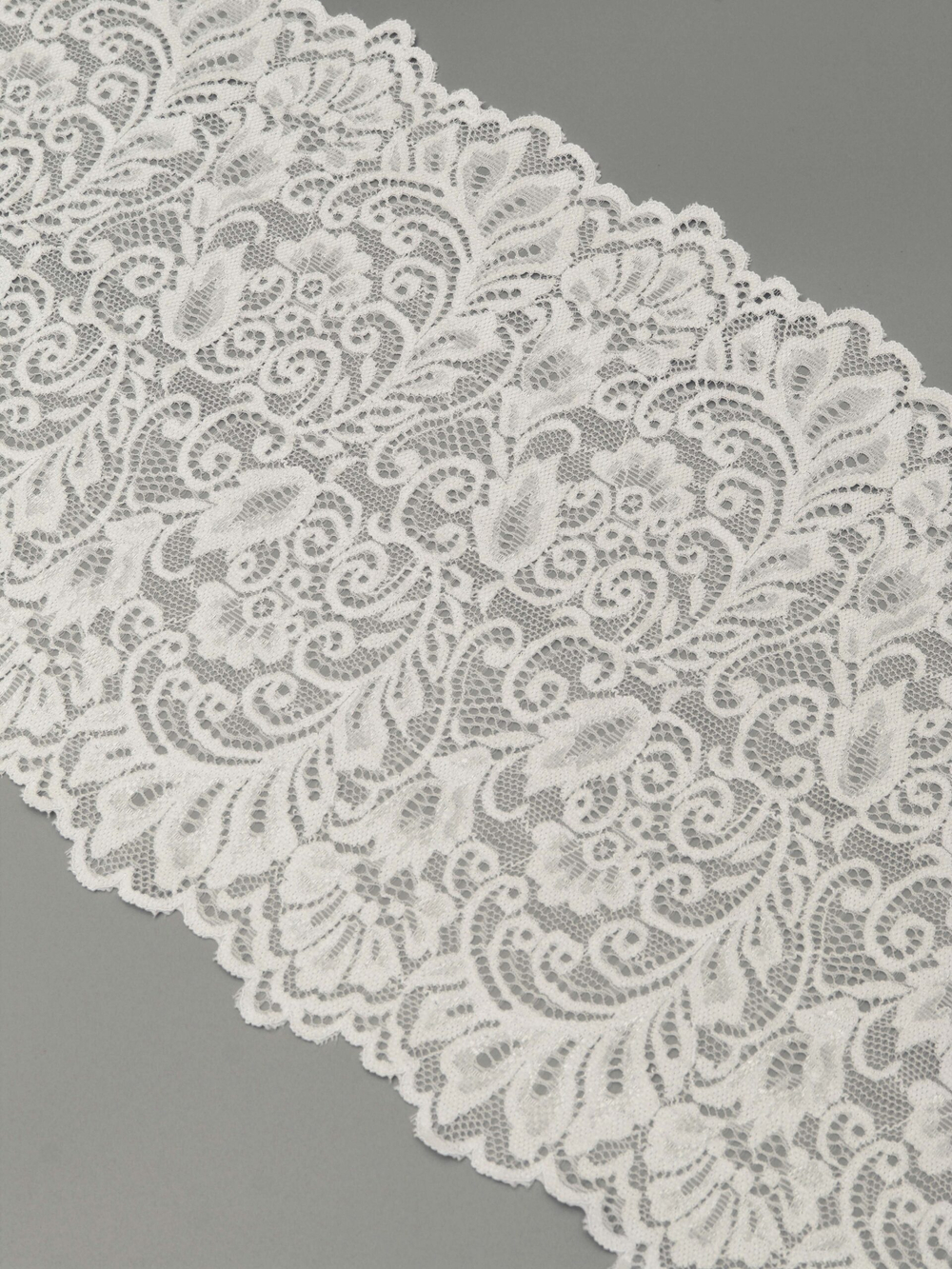 Эластичное кружево теплое белое ширина 20 см ОТРЕЗ 0,6 м
