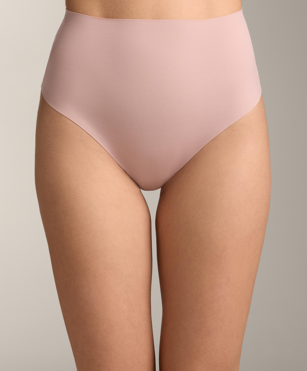 OYSHO Набор из двух трусиков-стрингов средней поддержки из смеси полиамида с высокой посадкой, темный баклажан