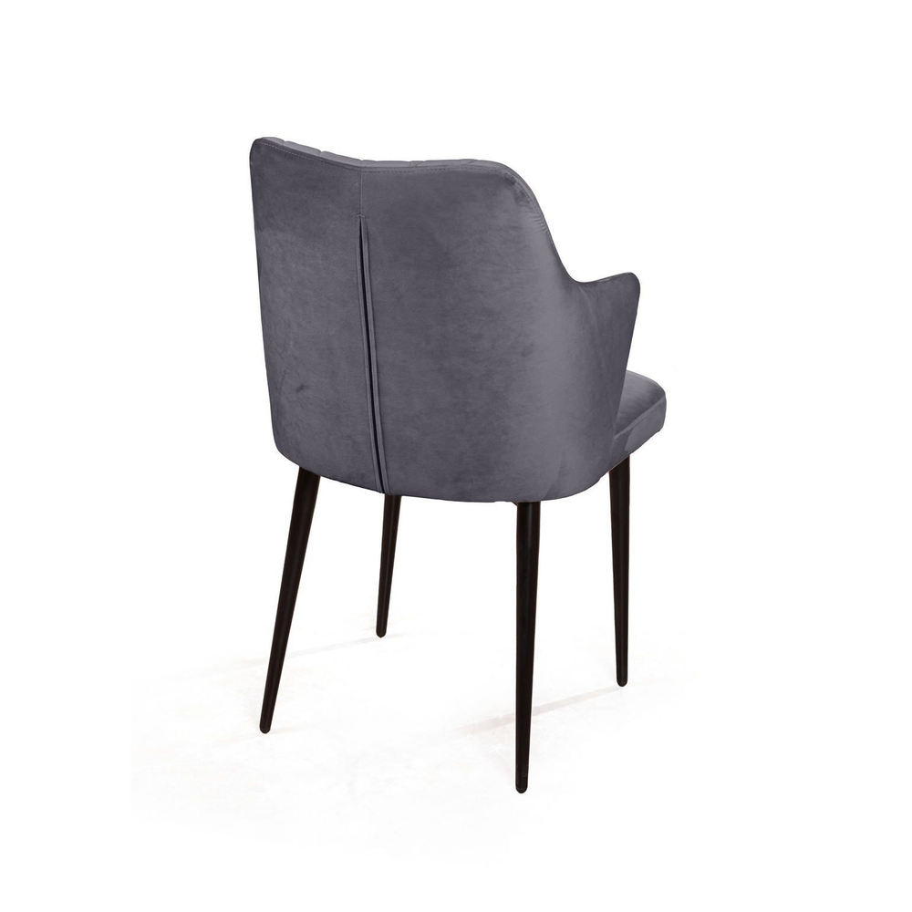 Стул с подлокотниками Hunt ромб, бархат серый 27 / чёрный конус