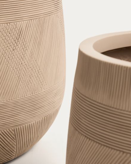 Набор из двух бежевых кашпо Tival с эффектом цемента, диаметр 50 см/34 см
