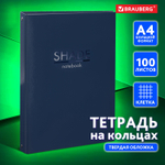 Тетрадь на кольцах БОЛЬШАЯ А4 (210х305 мм) 100 листов твердый картон клетка BRAUBERG Shade (3 штуки в упаковке)