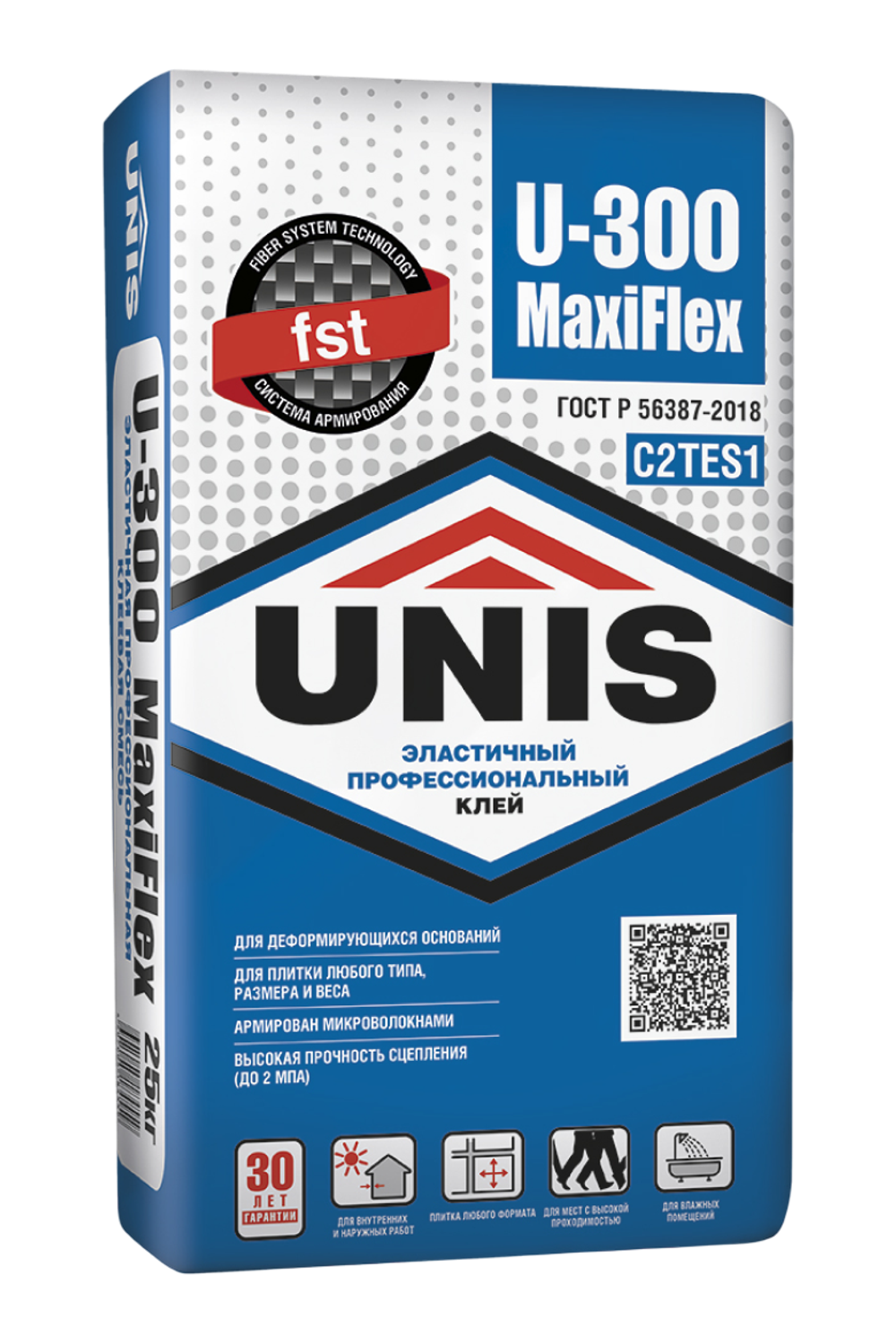 Клей UNIS U-300 MAXIFLEX С2ТЕS1 эластичный для керамогранита макси формата  25 кг