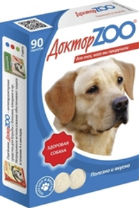 ДОКТОР ZOO 90таб мультивитаминное лакомство для собак "Здоровая собака" с морскими водорослями