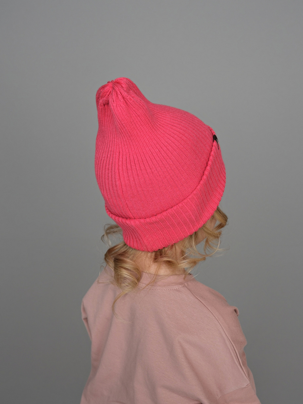 Шапка вязаная-резинка хлопковая КЭП(Фуксия)