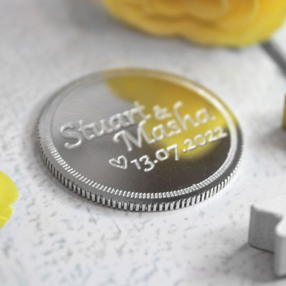 Серебряная монета 35 мм с гравировкой на заказ (ручная работа)