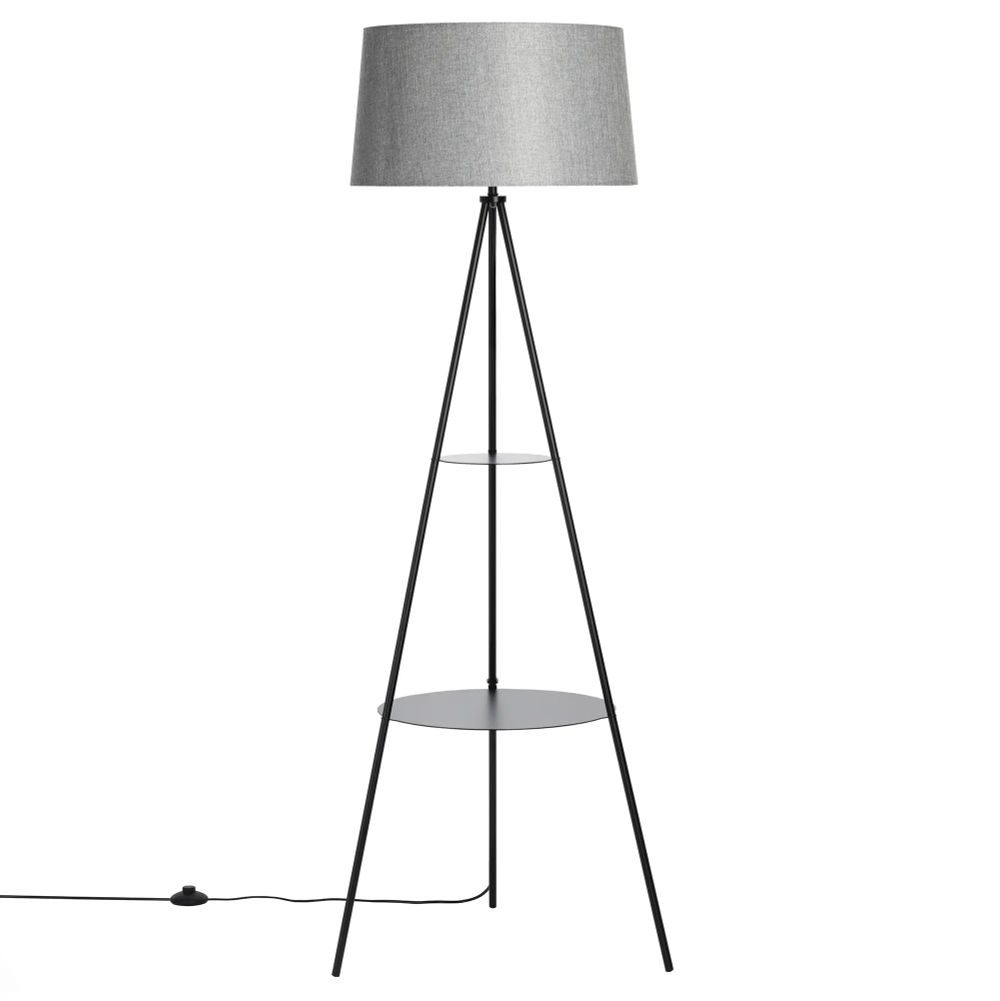 Citilux Рейнер CL806022 Торшер чёрный со столиком и серым абажуром