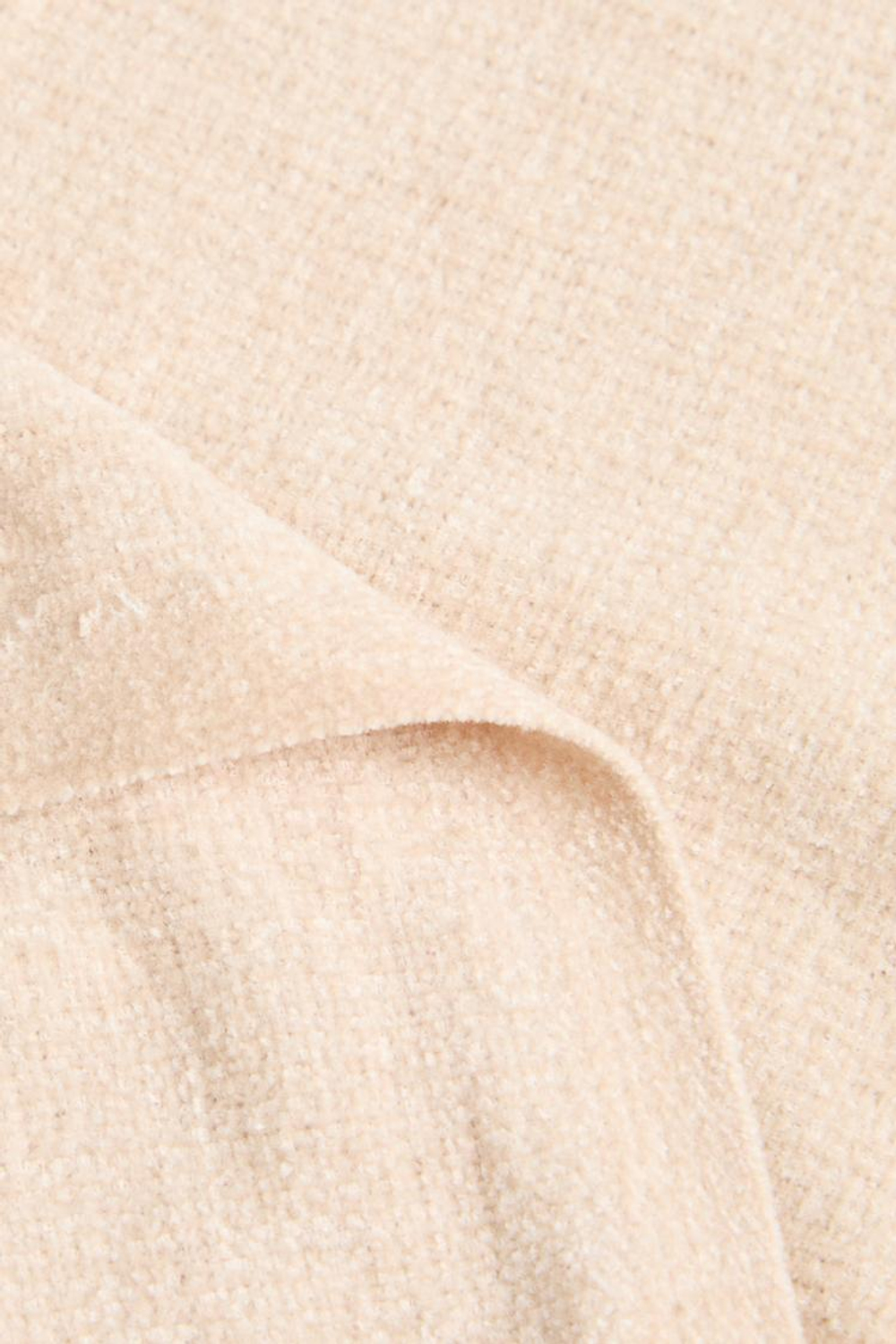 ZARA HOME ПЛЕД ИЗ СИНЕЛИ, СВЕТЛО-БЕЖЕВЫЙ