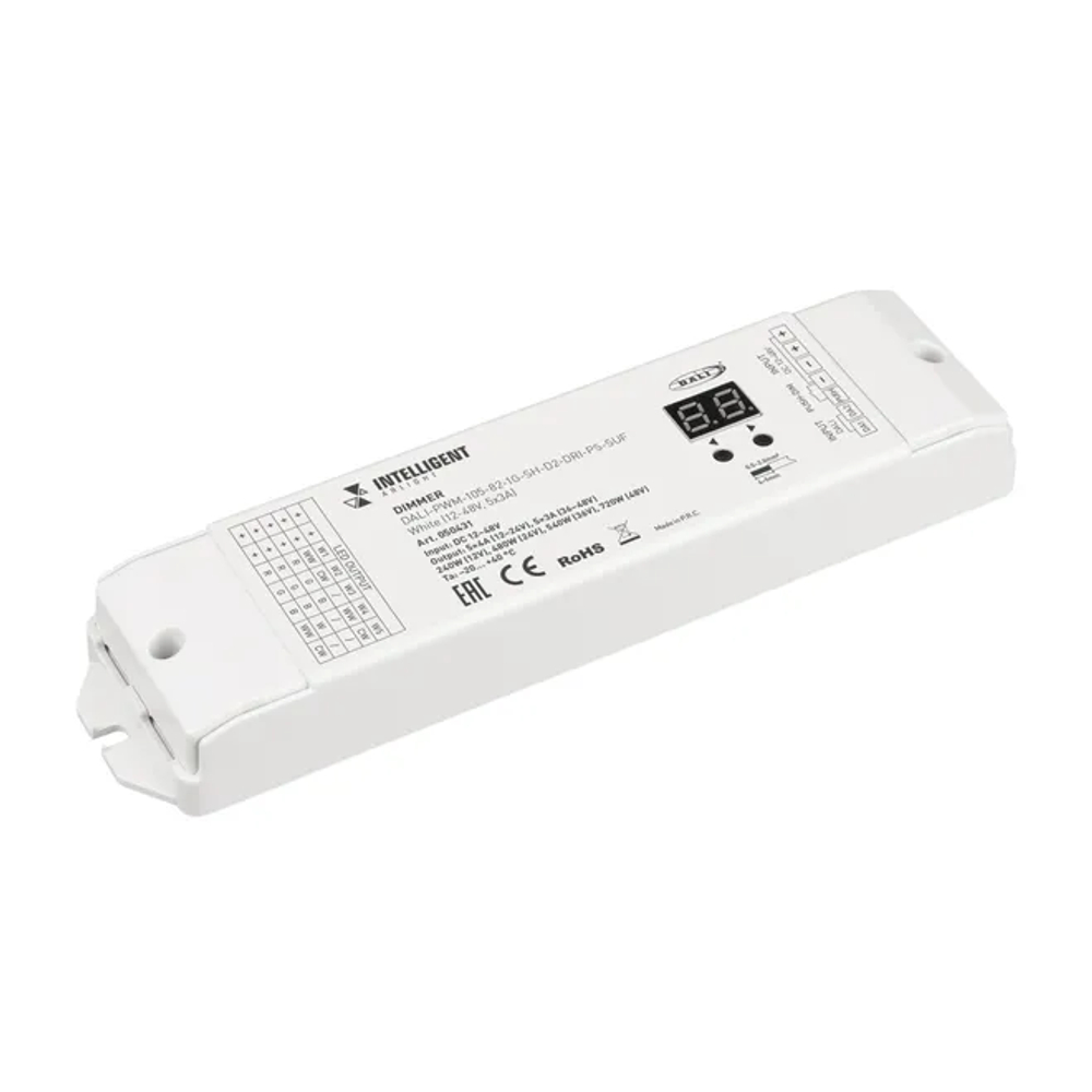 INTELLIGENT ARLIGHT Диммер DALI-PWM-105-82-1G-SH-D2-DRI-PS-SUF White (12-48V, 5x3A) (IARL, IP20 Пластик, 5 лет) 050431
