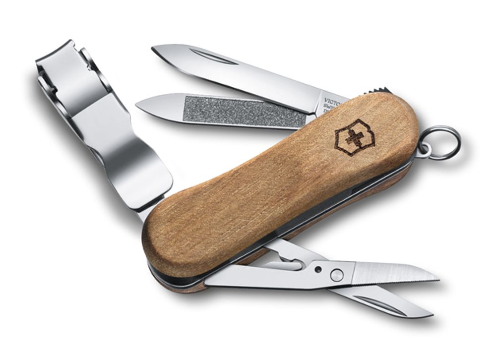 Нож-брелок Victorinox Classic Nail Clip Wood 580, 65 мм, 6 функций, дерево