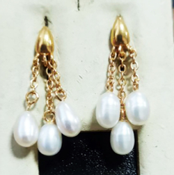 Пусеты "Тривис" жемчуг белый