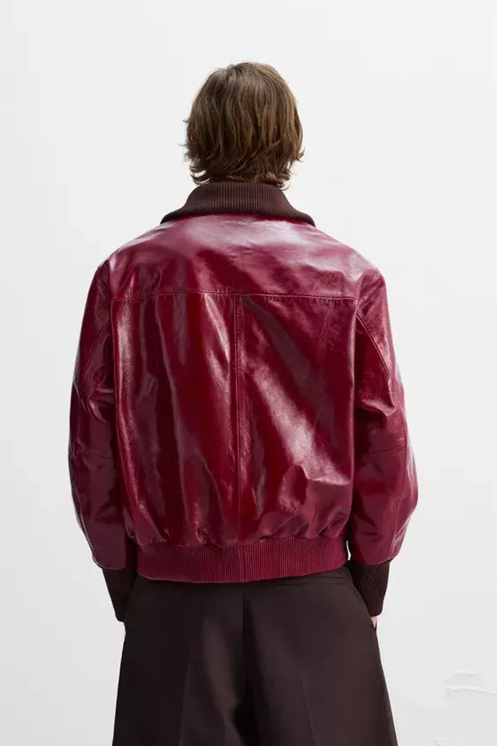 ZARA Х HARRY LAMBERT КОЖАНАЯ КУРТКА, КРАСНОВАТЫЙ