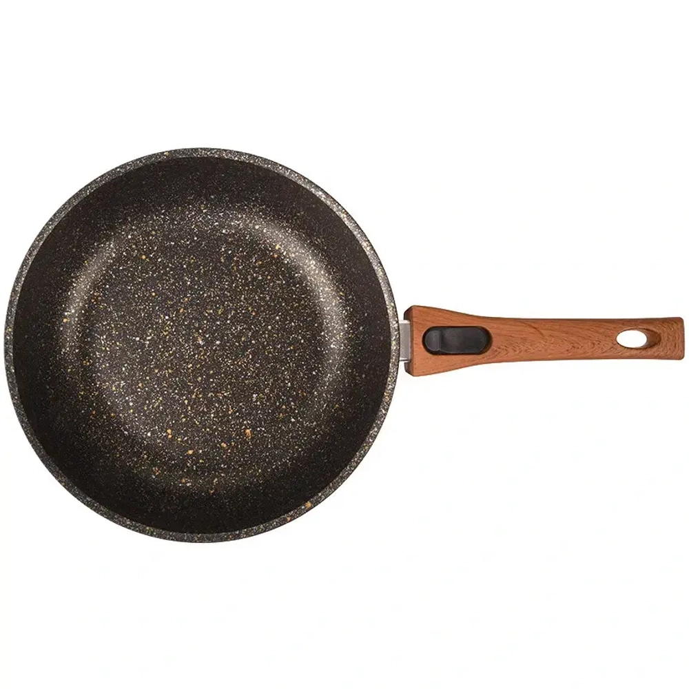 Сковорода 26*6,5см со съемной ручкой и стекл. крышкой «Granit ultra» (black-gold) сгбг263а