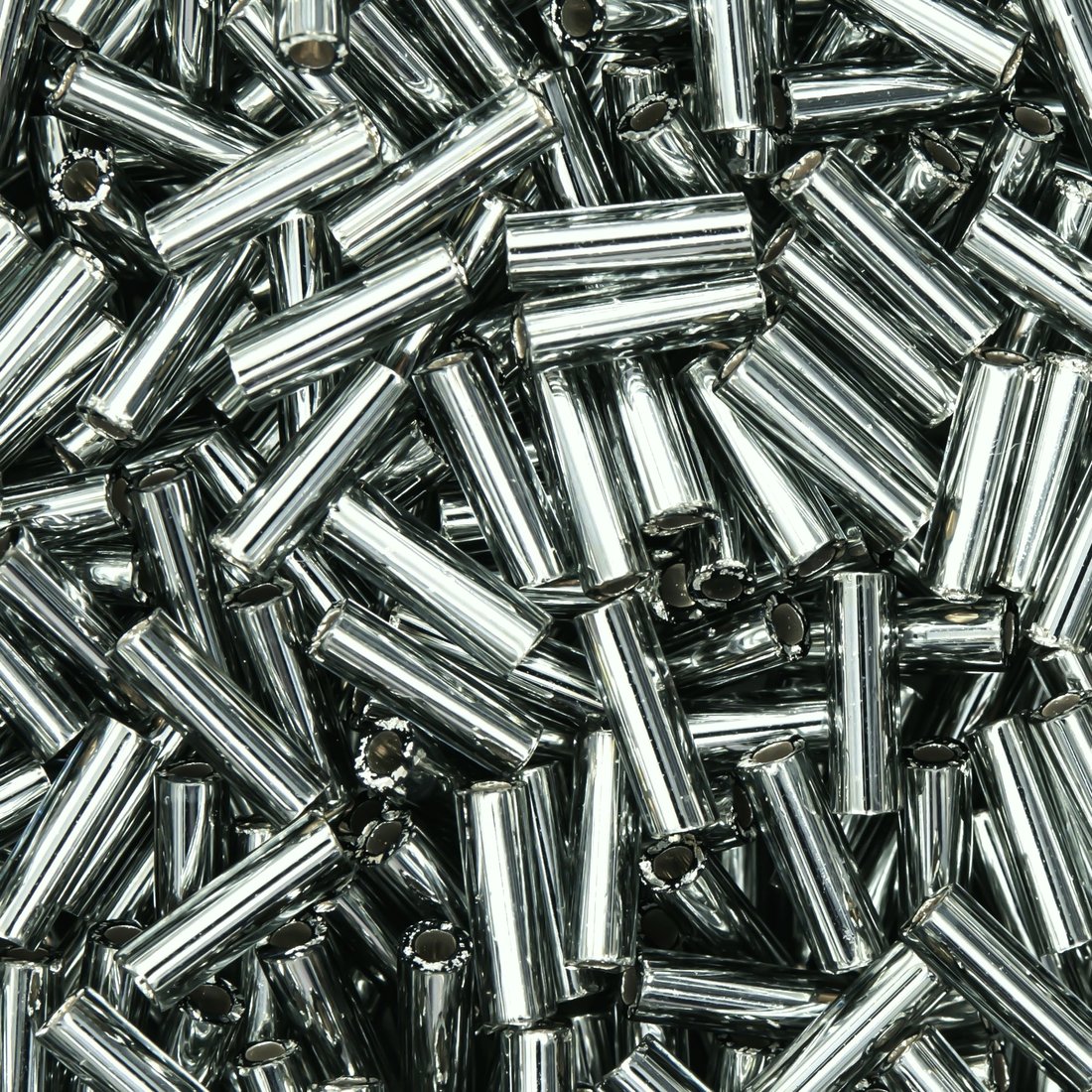 Японский бисер TOHO Bugle (стеклярус) 6mm (№29), с внутренним серебрением, прозрачный