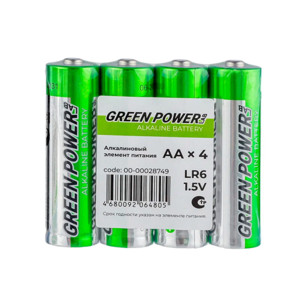 Элемент питания GREEN POWERlab LR6 SH4 Alkaline 1.5V (1/10/250)