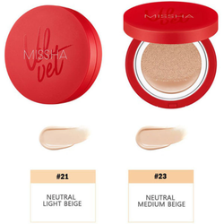 Тональный кушон с матовым финишем.  Missha Тон 23 Velvet Finish Cushion SPF50+ PA+++№23 15 гр.