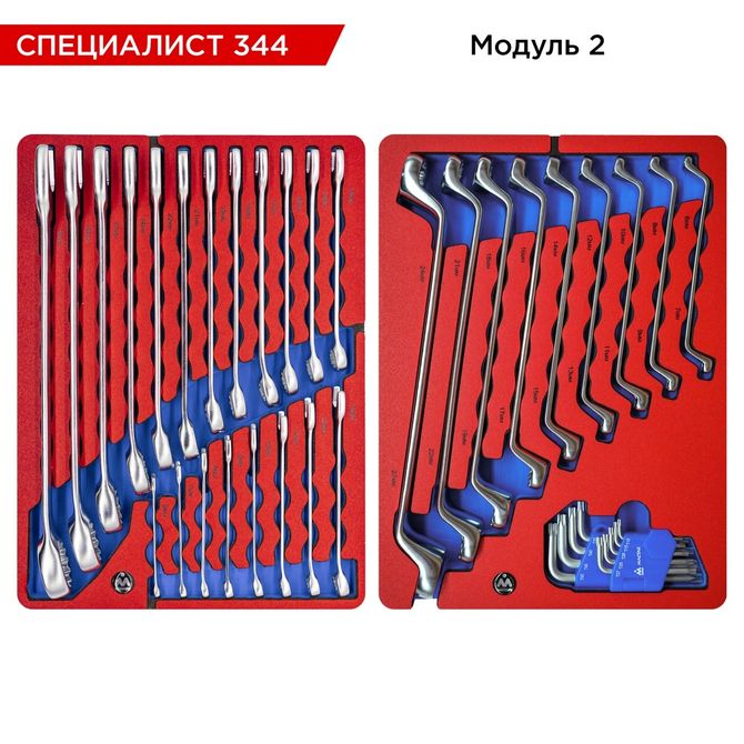МАСТАК (52-07344G) Набор инструментов 344 предмета, "СПЕЦИАЛИСТ 344", в серой тележке