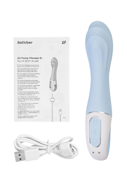 Нереалистичный вибратор Satisfyer Air Pump Vibrator 5, силикон, голубой,  см.