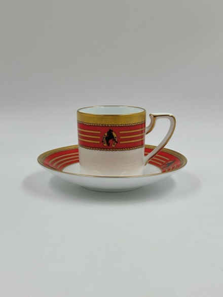 Кофейная пара Celine с красной каймой