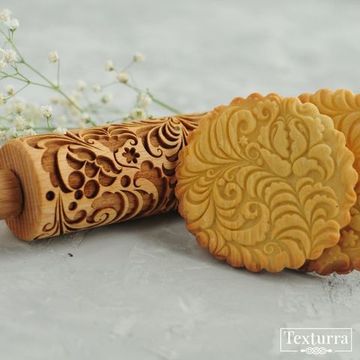 Малая скалка с узором Хохлома