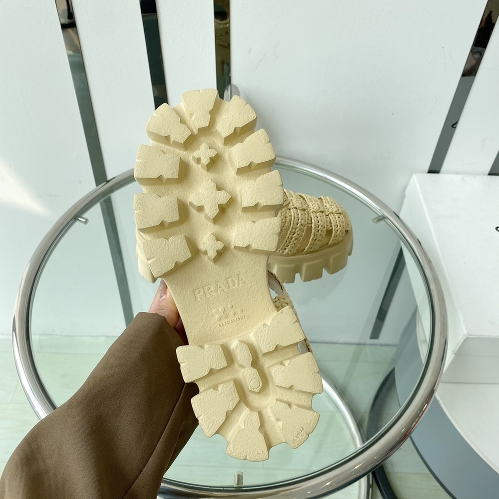 Prada Monolith Crochet Cage Sandals