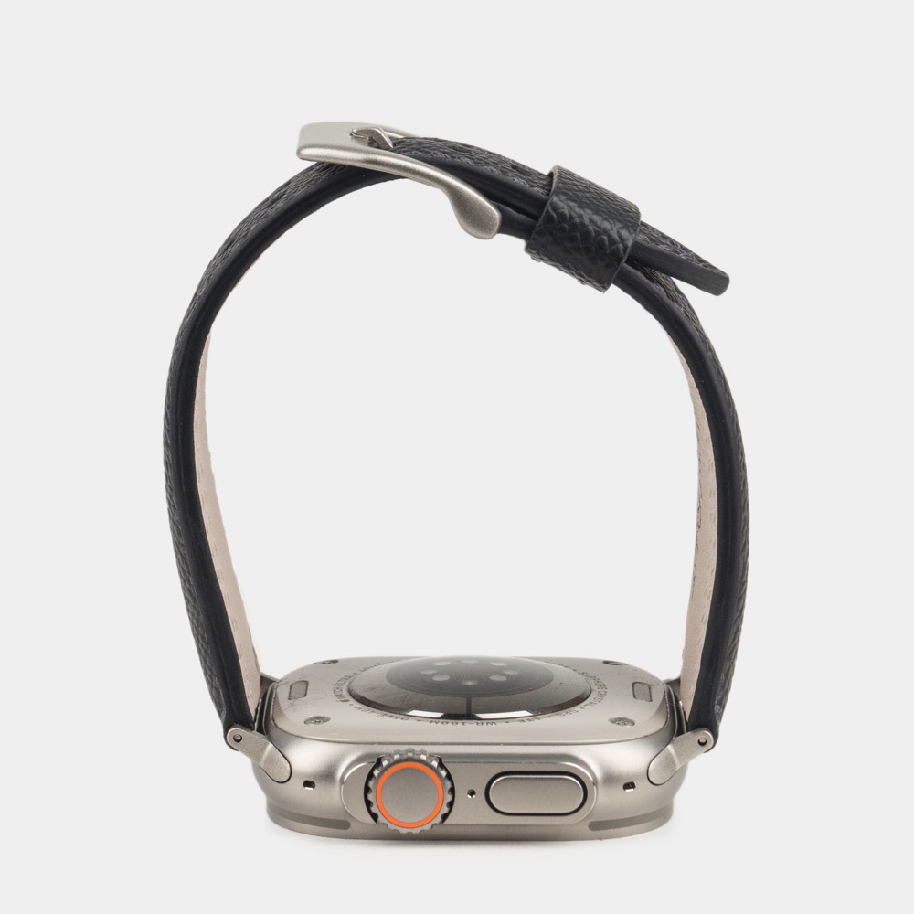 Ремешок для Apple Watch Ultra 49mm из кожи сафьяно, черного цвета