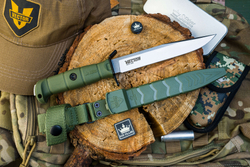 Нож Kizlyar Supreme VECTOR 420HC SW OKH PS (StoneWash, Olive Kraton Handle, Polyamide Sheath)