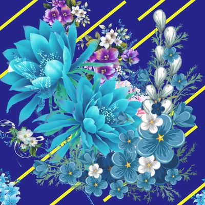 Цветы с полосками на синем