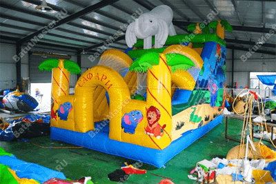 Детский надувной батут-горка "Задорный слонёнок"