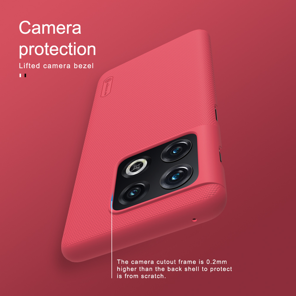 Чехол жесткий красного цвета от Nillkin для смартфона OnePlus 10 Pro, серия Super Frosted Shield