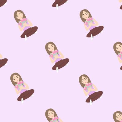 pattern yogi girl, lilac, meditation, relaxation