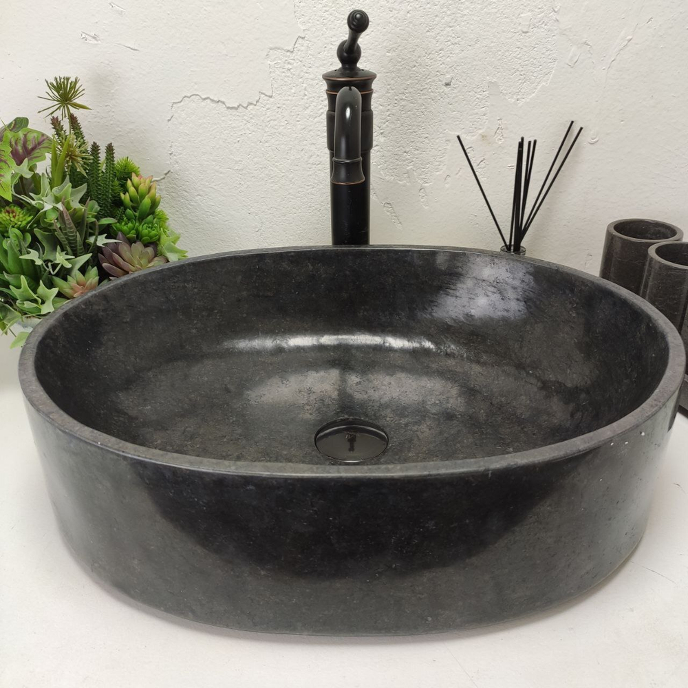 Раковина из мрамора Oval Black Tin Lip MO-61369 52*38*14
