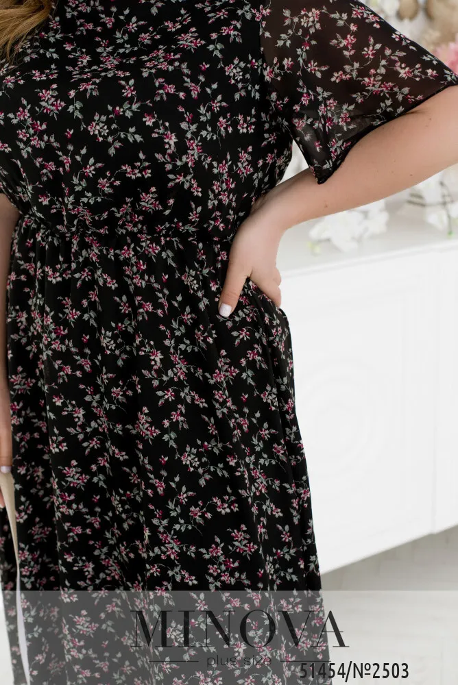 Платье 2503-черный-фуксия Minova