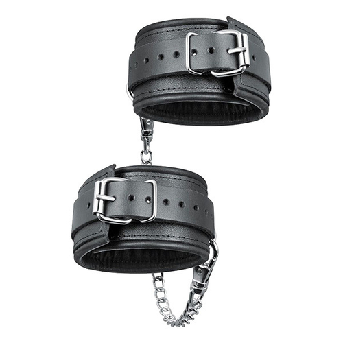 Черные кожаные оковы на цепочке с карабинами Bior Toys Notabu Real Leather NTB-80708