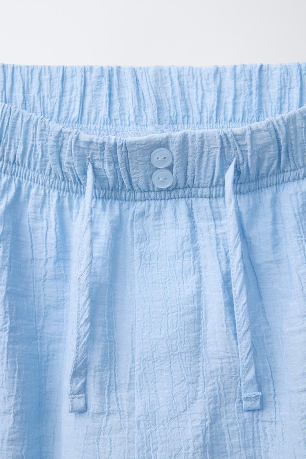 ZARA БРЮКИ ИЗ ЖАТОЙ ТКАНИ, СИНИЙ